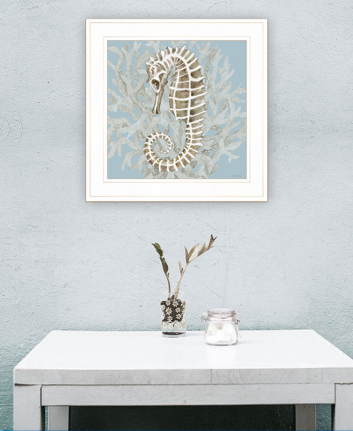 Coral Seahorse II 2 White Framed Print Wall Art