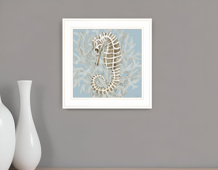 Coral Seahorse II 2 White Framed Print Wall Art