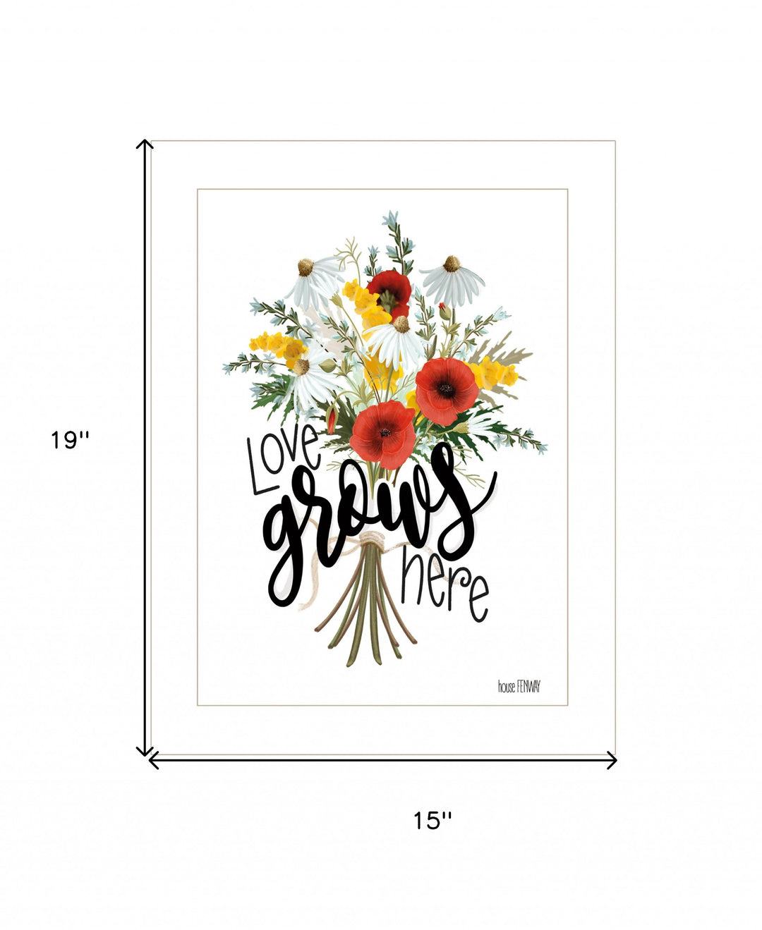 Love Grows Here 2 White Framed Print Wall Art