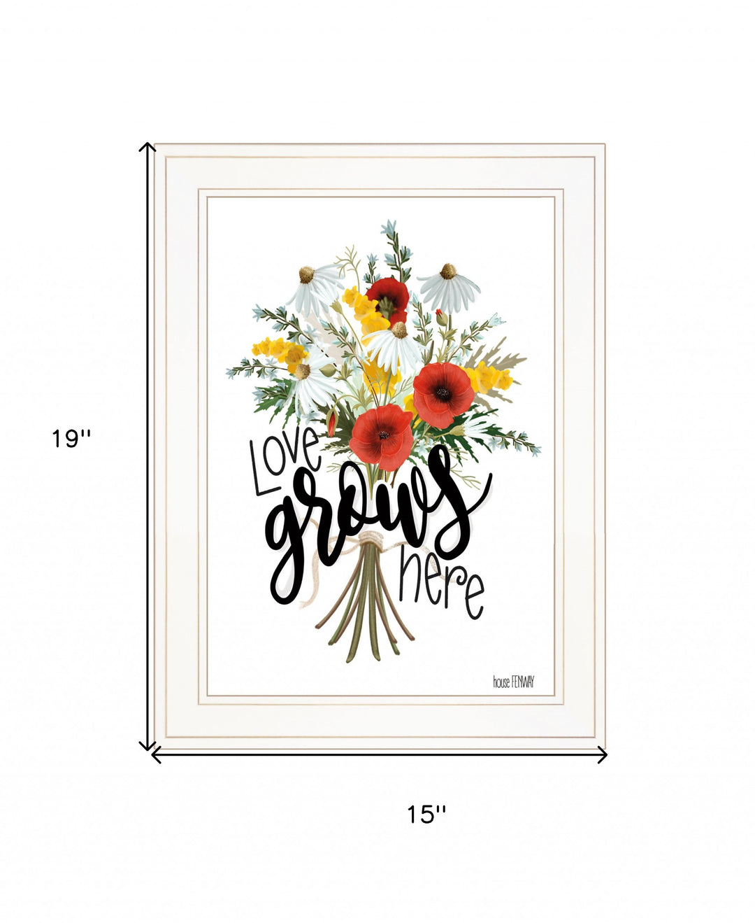 Love Grows Here 3 White Framed Print Wall Art