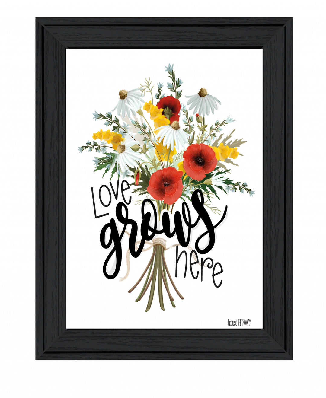 Love Grows Here 3 White Framed Print Wall Art