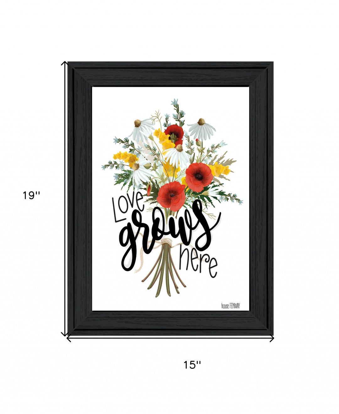 Love Grows Here 3 White Framed Print Wall Art