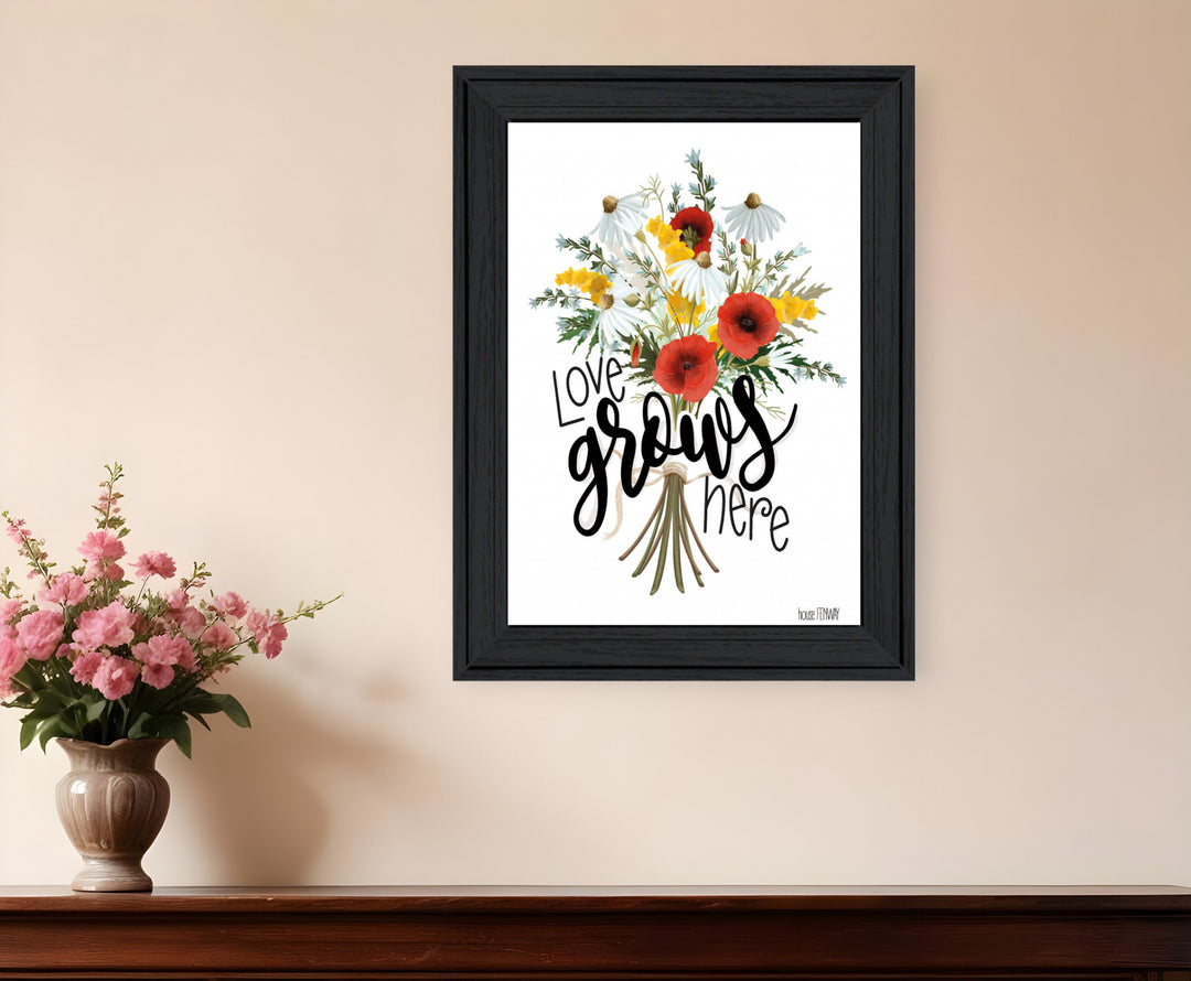 Love Grows Here 3 White Framed Print Wall Art