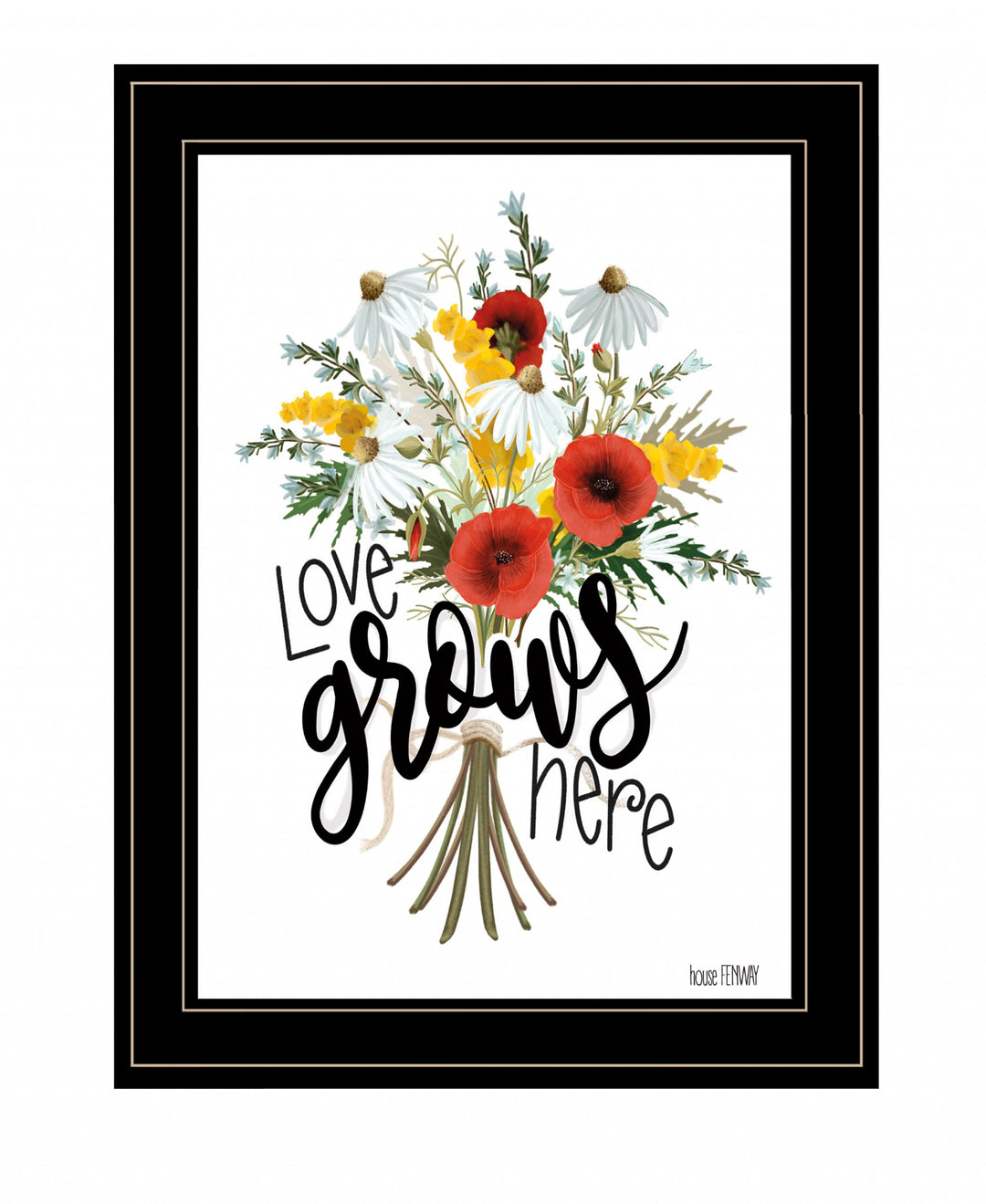 Love Grows Here 3 White Framed Print Wall Art