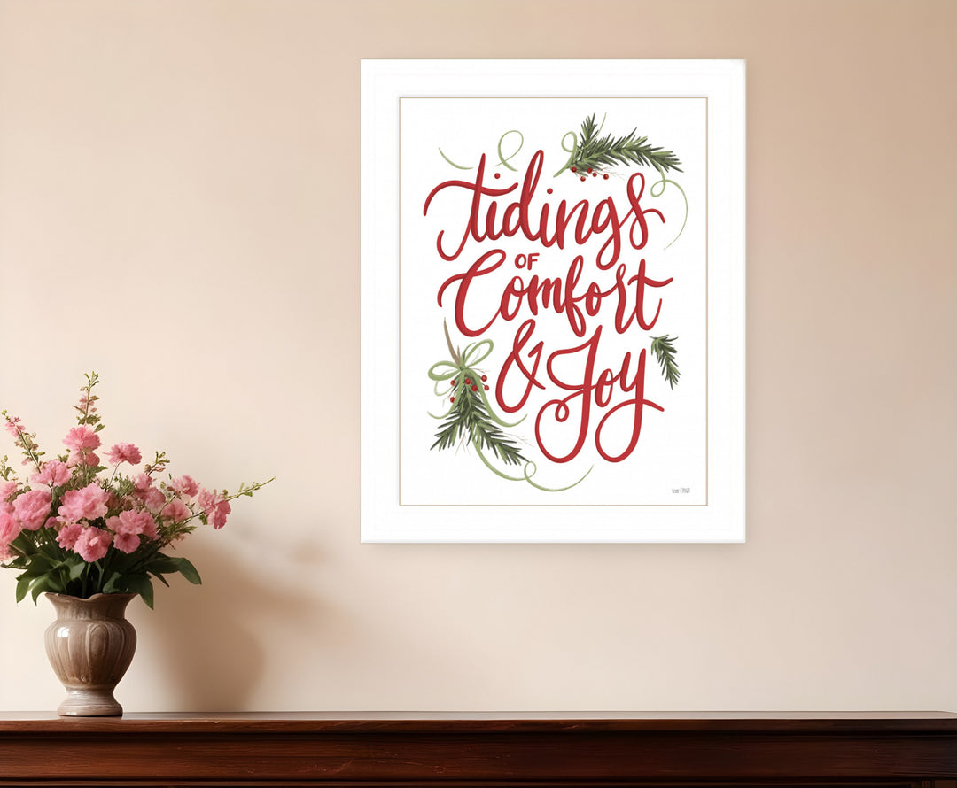 Tidings of Comfort and Joy 2 White Framed Print Wall Art