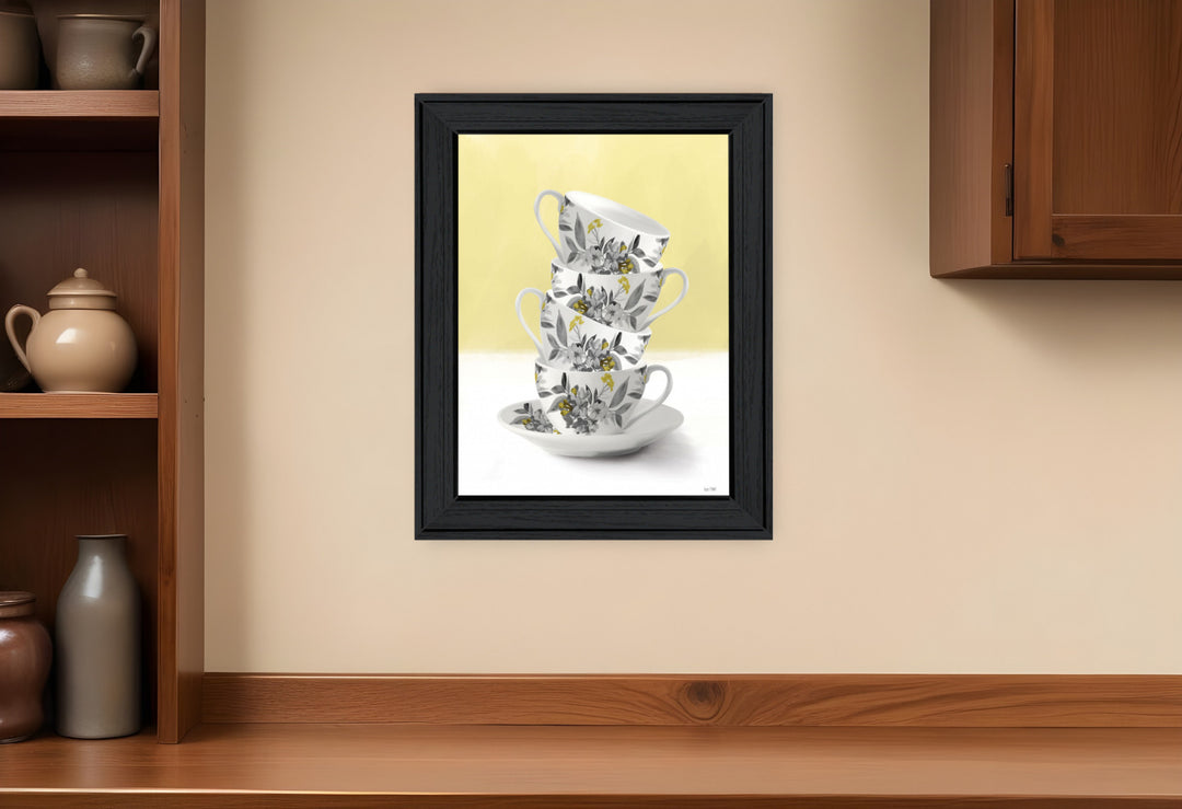 Time for Tea Yellow 2 Black Framed Print Wall Art