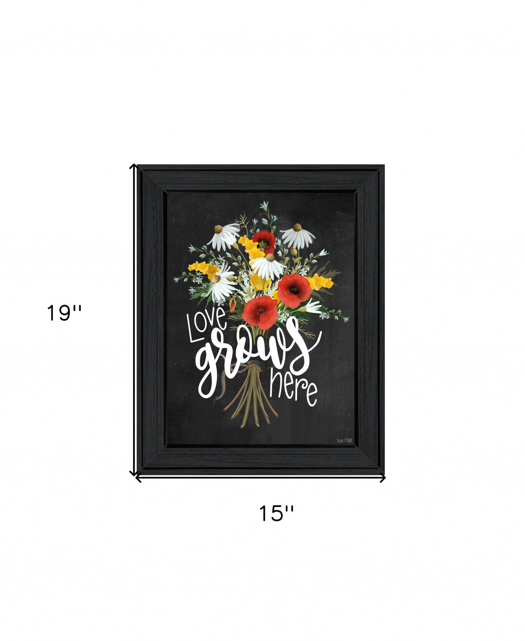 Love Grows Here 6 Black Framed Print Wall Art