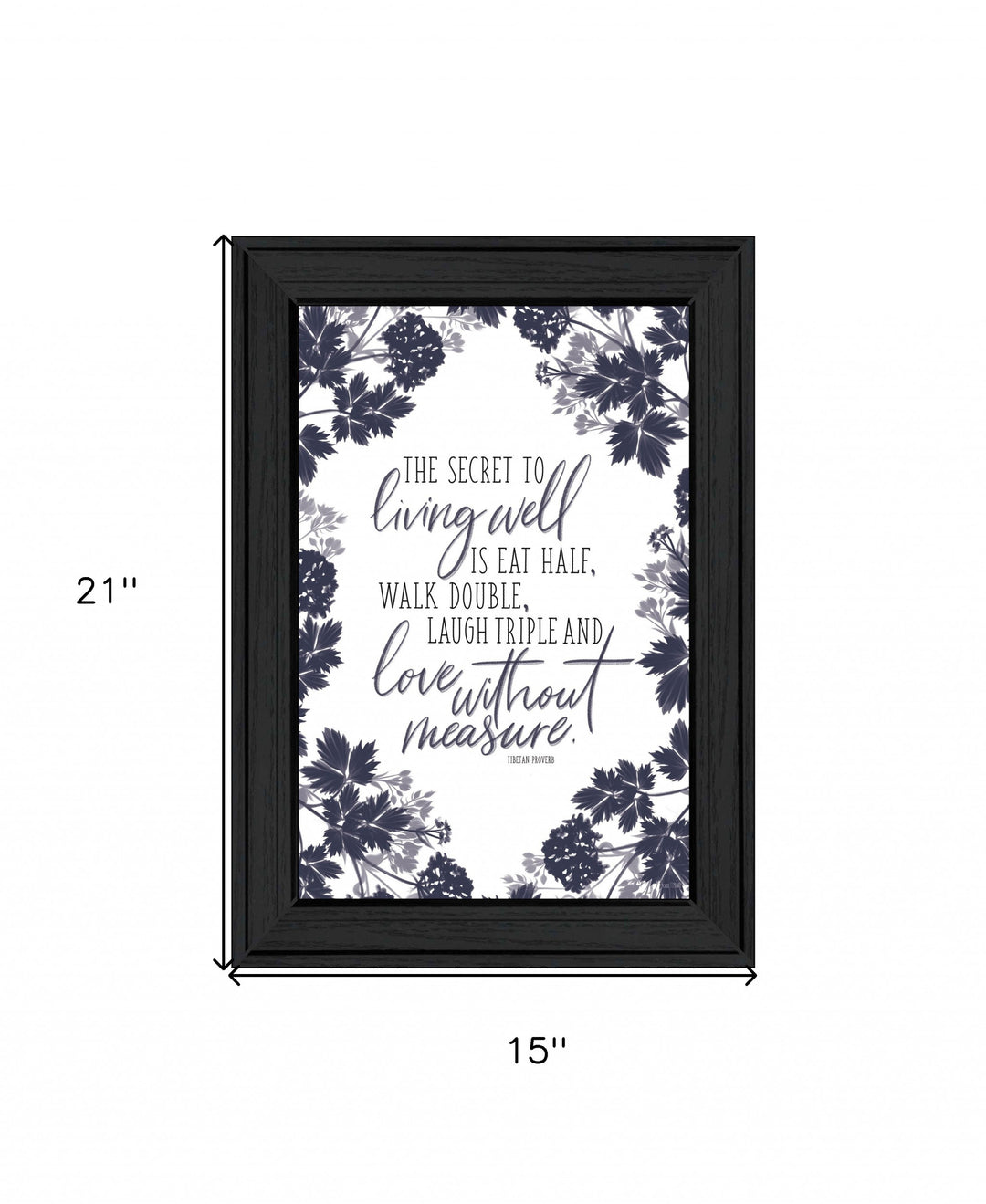 The Secret to Living Well 2 Black Framed Print Wall Art