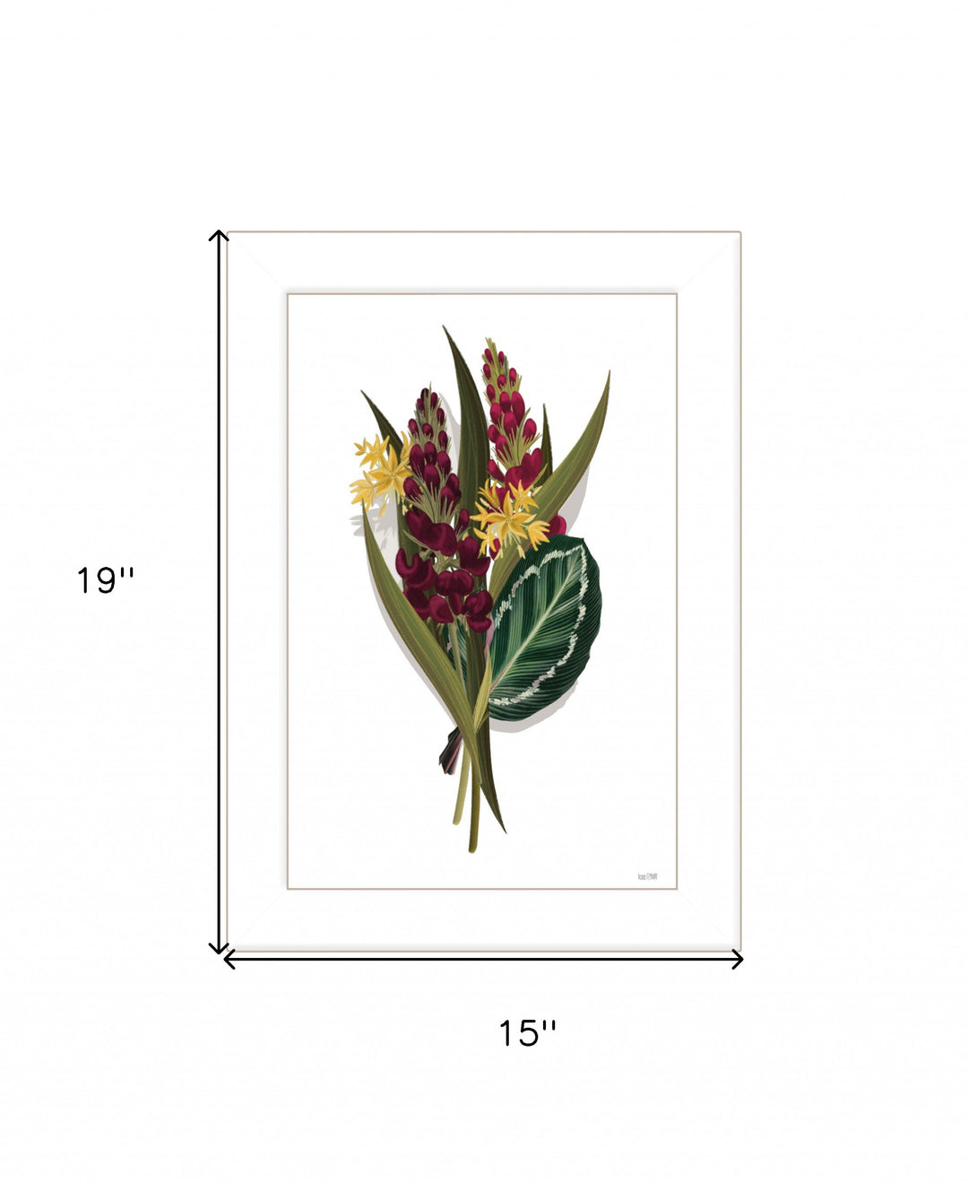 Tropical Sprig 2 White Framed Print Wall Art