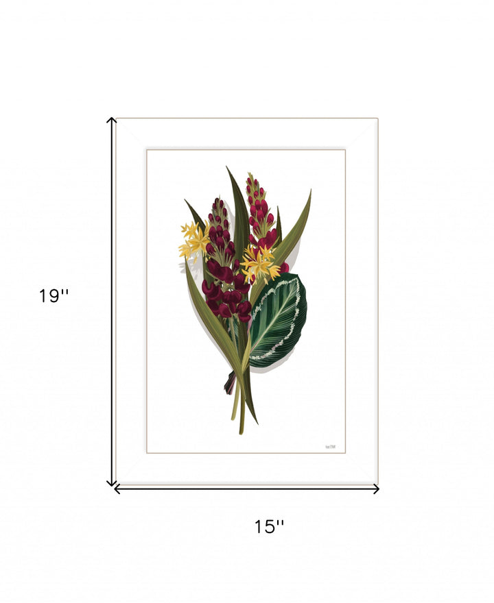 Tropical Sprig 2 White Framed Print Wall Art