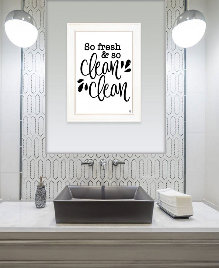 So Clean Clean 1 White Framed Print Bathroom Wall Art