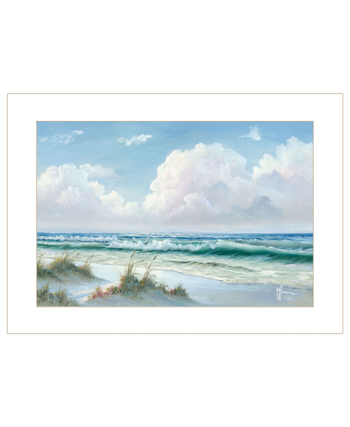 Beach 6 White Framed Print Wall Art