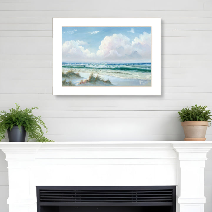 Beach 6 White Framed Print Wall Art