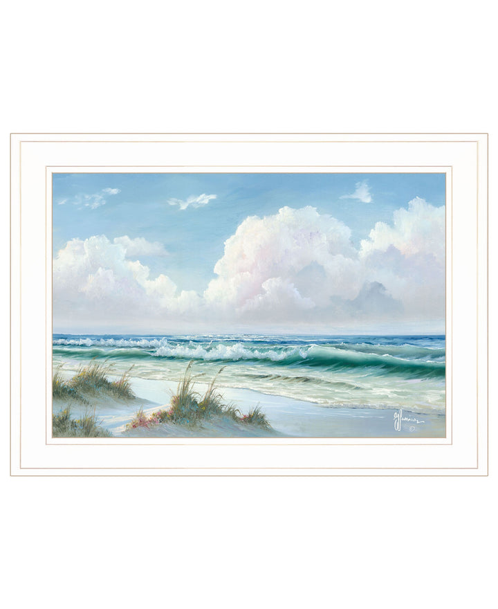 Beach 7 White Framed Print Wall Art