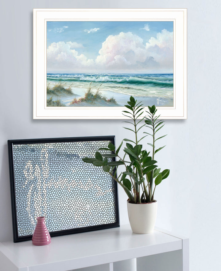 Beach 7 White Framed Print Wall Art