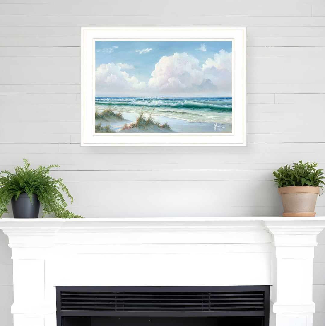 Beach 7 White Framed Print Wall Art