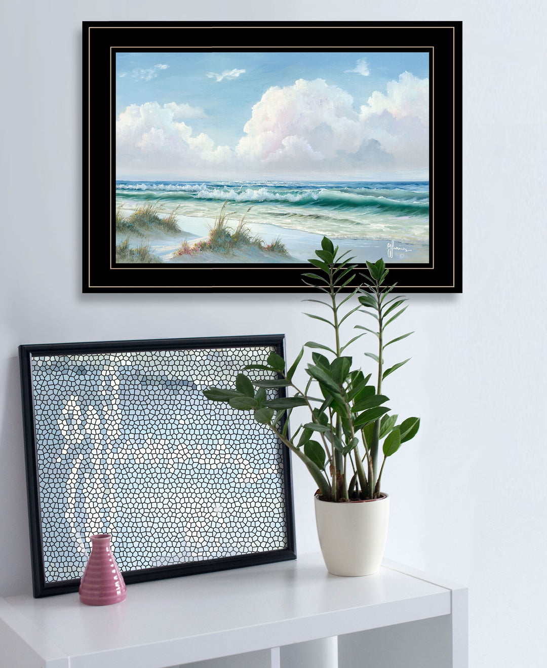 Beach 7 White Framed Print Wall Art