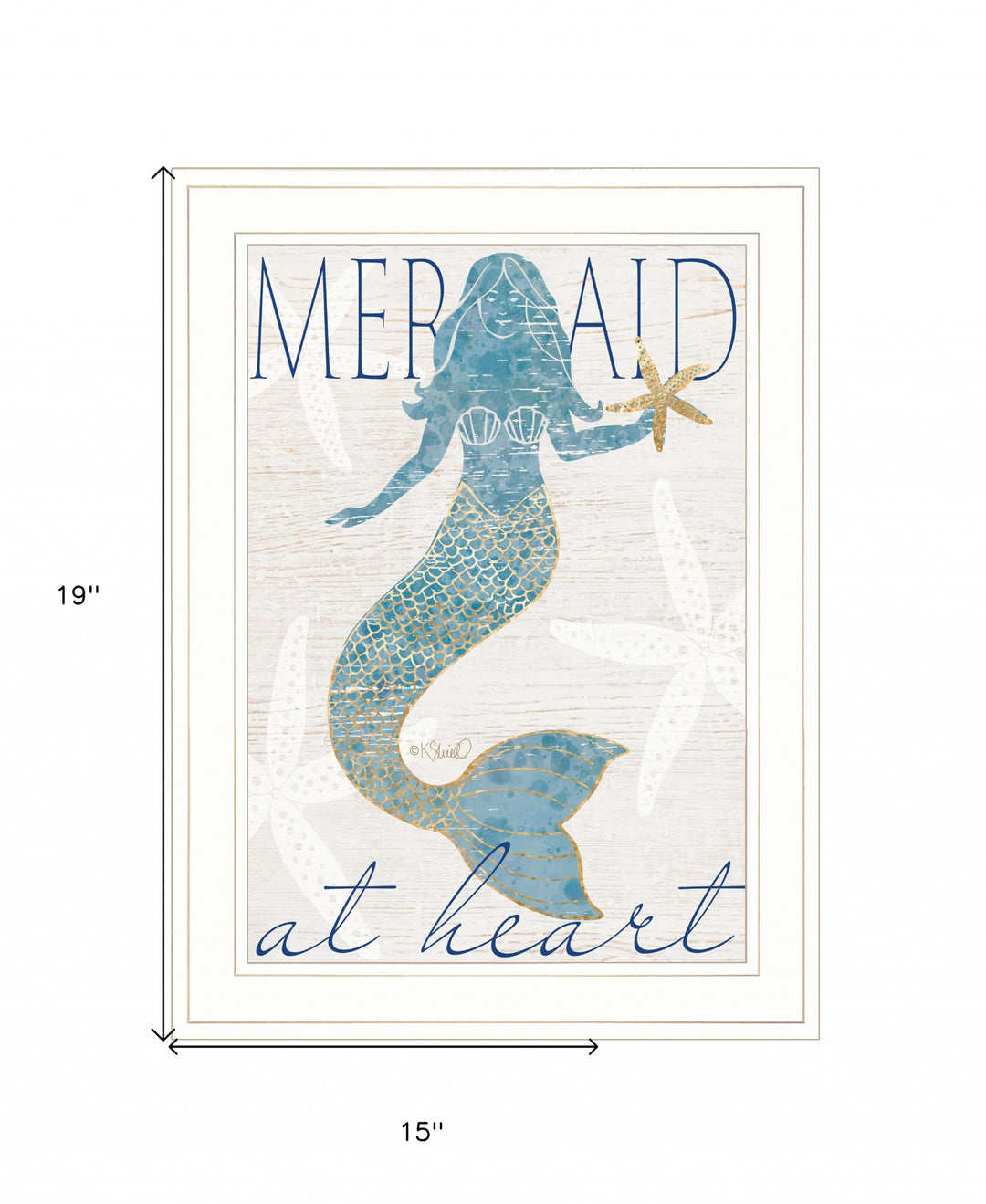 Mermaid at Heart 1 White Framed Print Wall Art