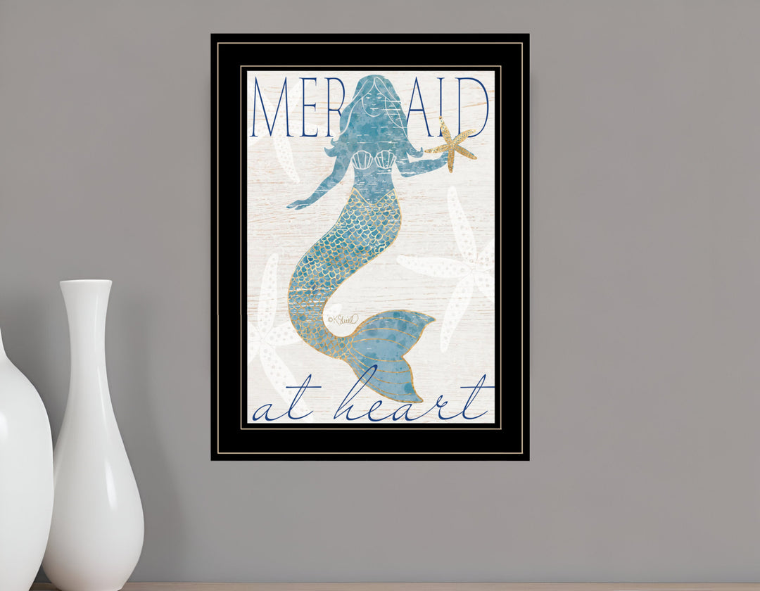 Mermaid at Heart 2 Black Framed Print Wall Art