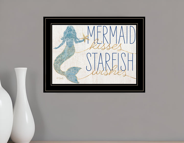 Mermaid Kisses Starfish Wishes 1 White Framed Print Wall Art