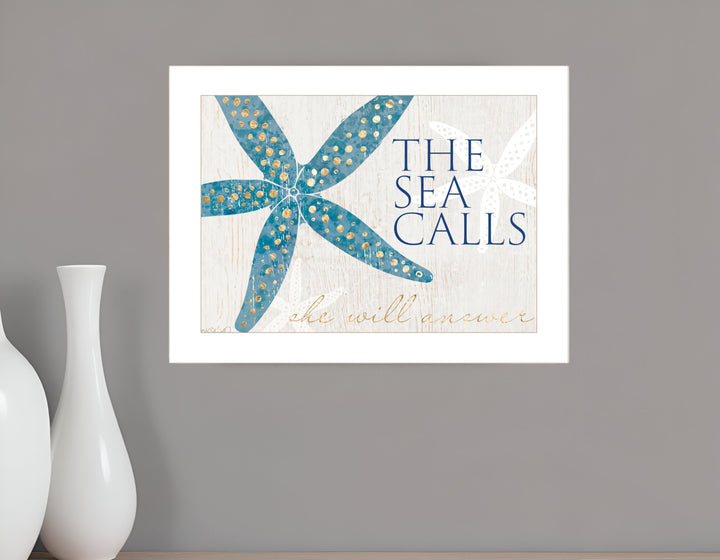 The Sea Calls 1 White Framed Print Wall Art