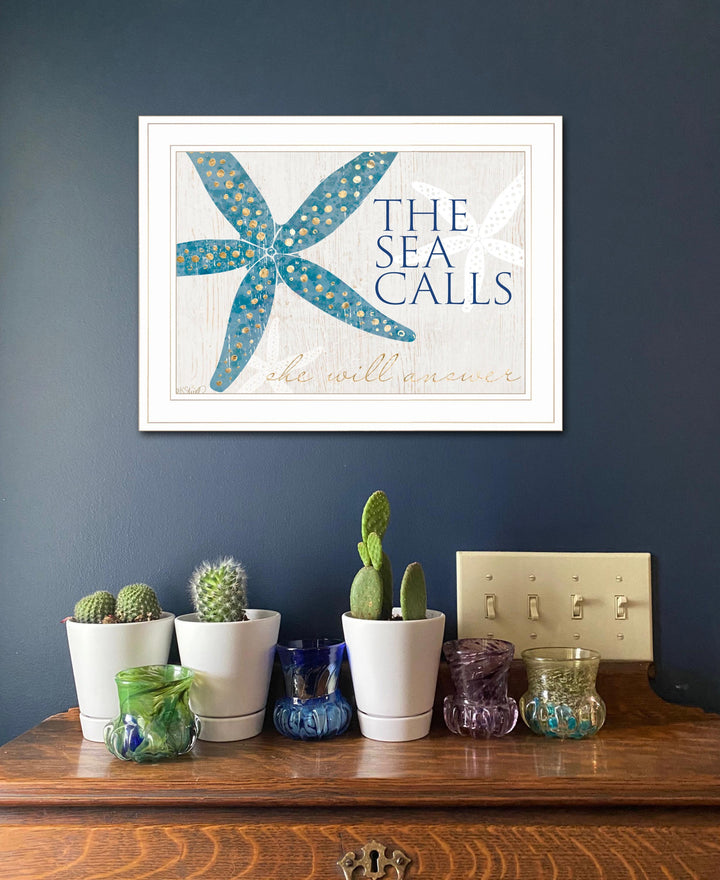 The Sea Calls 1 White Framed Print Wall Art