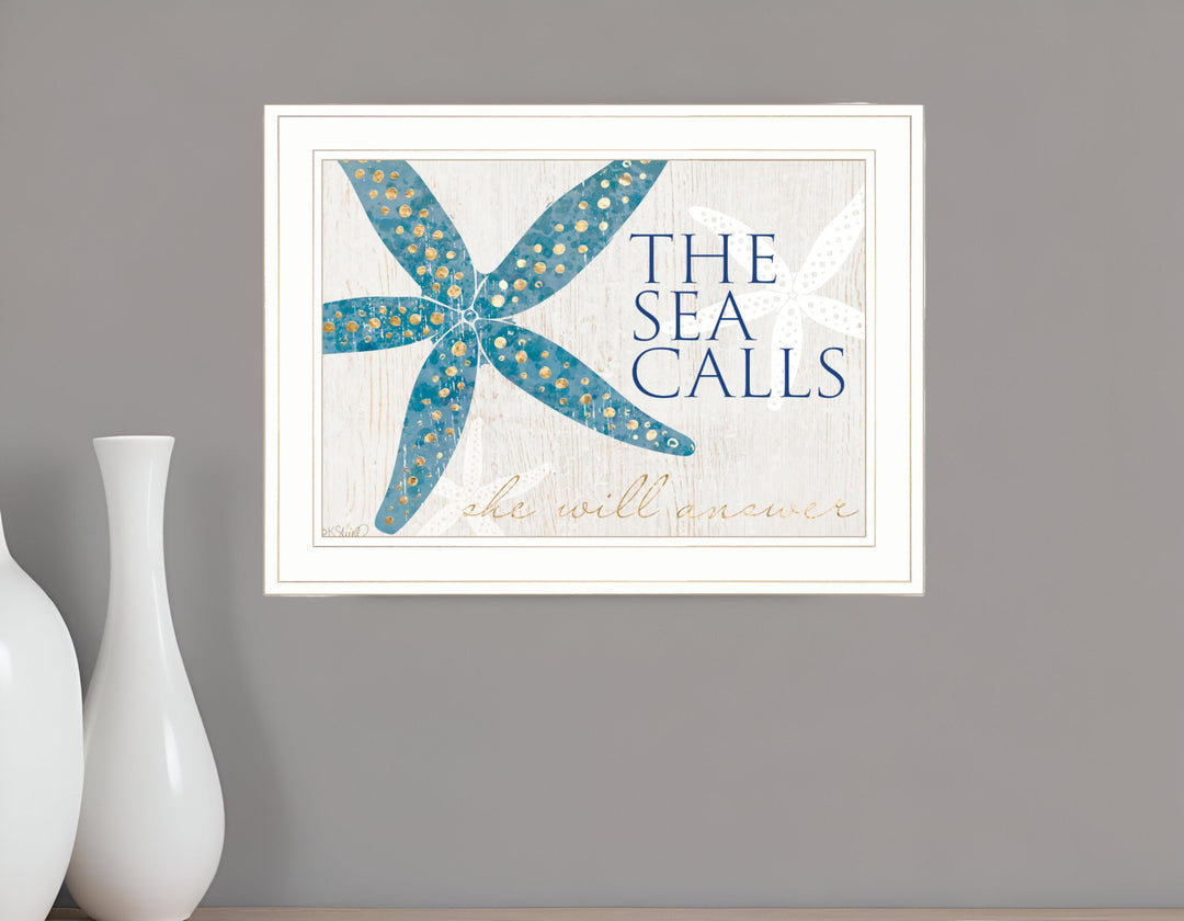 The Sea Calls 1 White Framed Print Wall Art