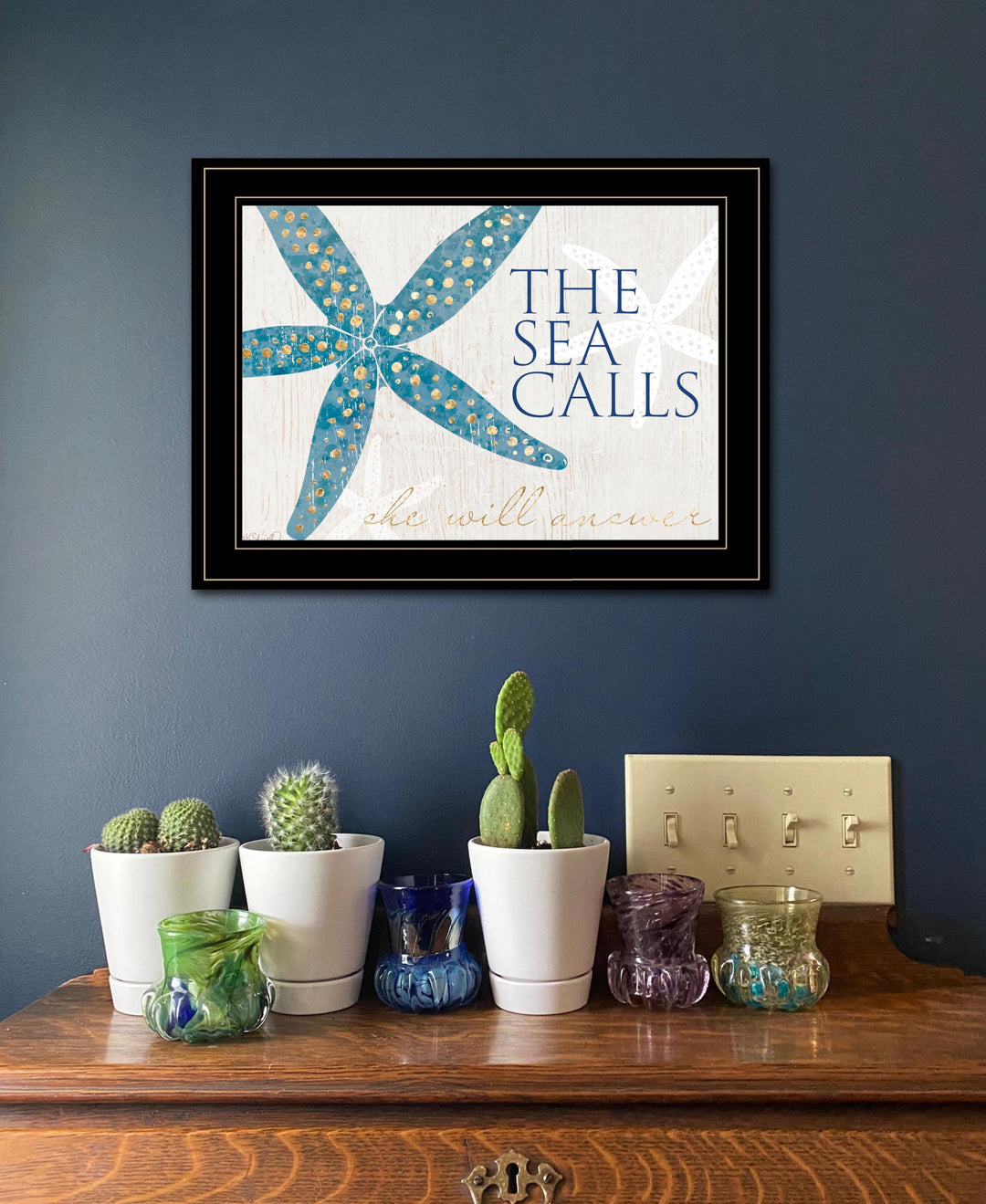 The Sea Calls 3 Black Framed Print Wall Art