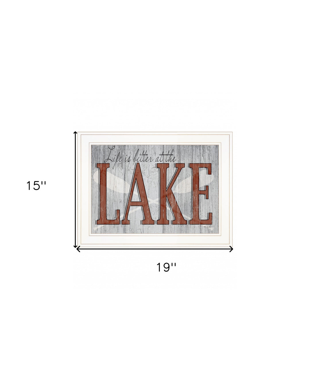 Life is Better at the Lake 1 White Framed Print Wall Art