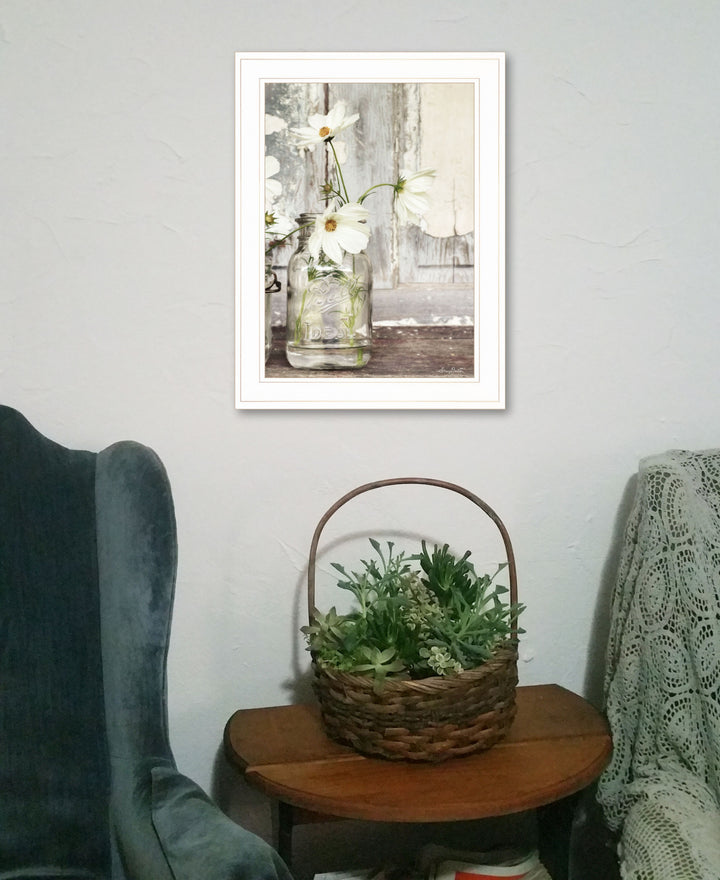 White Blossoms 1 White Framed Print Wall Art