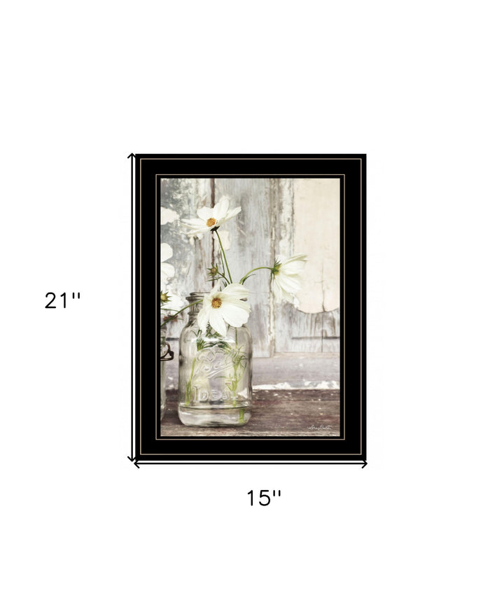 White Blossoms 2 Black Framed Print Wall Art