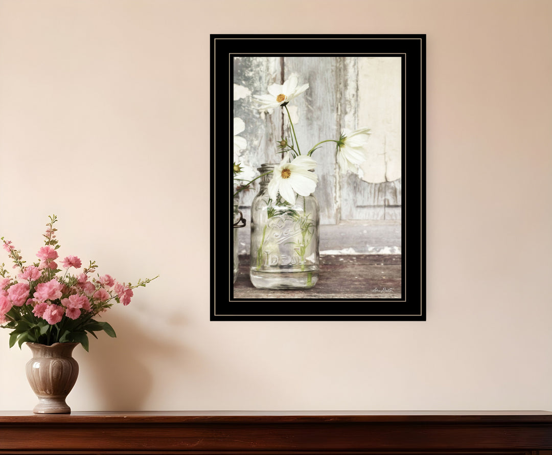 White Blossoms 2 Black Framed Print Wall Art