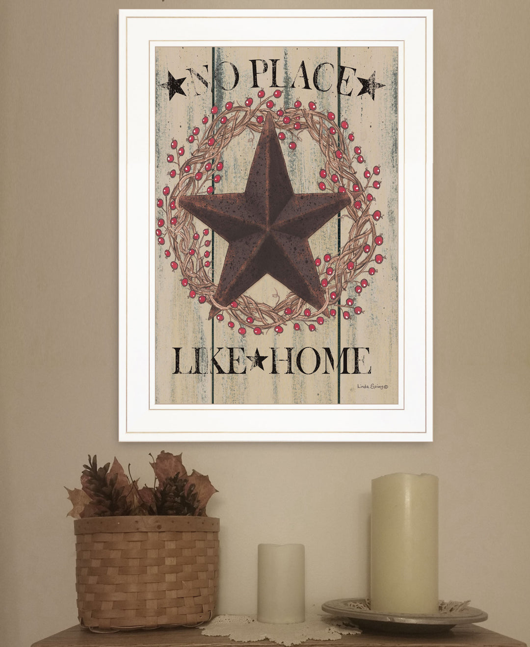 No Place Like Home Wreath 1 White Framed Print Wall Art