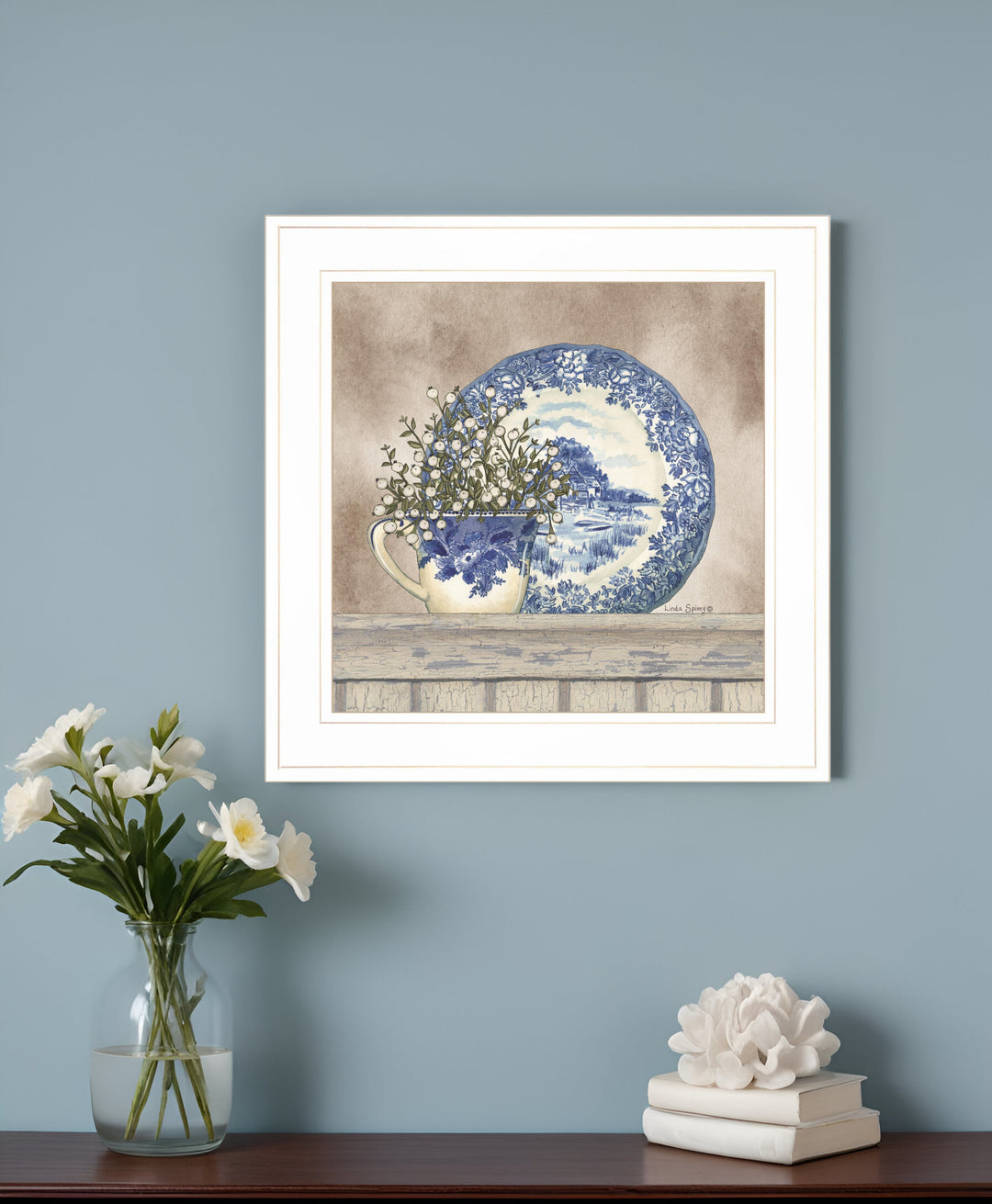 Farmhouse Blues II 2 White Framed Print Wall Art