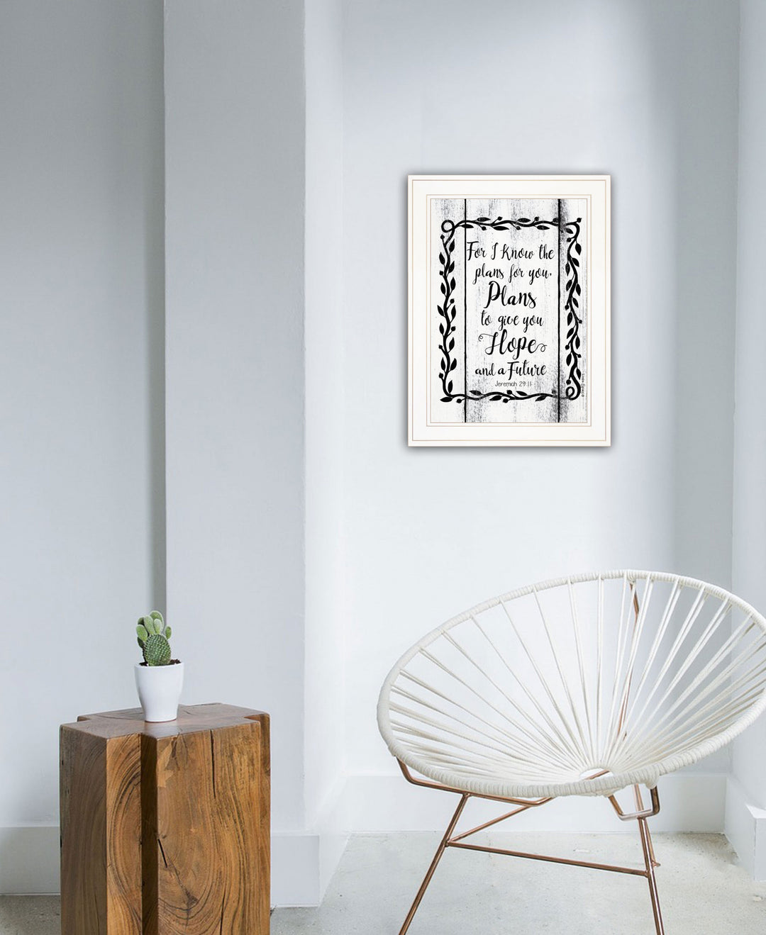 Plans to Give You Hope 1 White Framed Print Wall Art