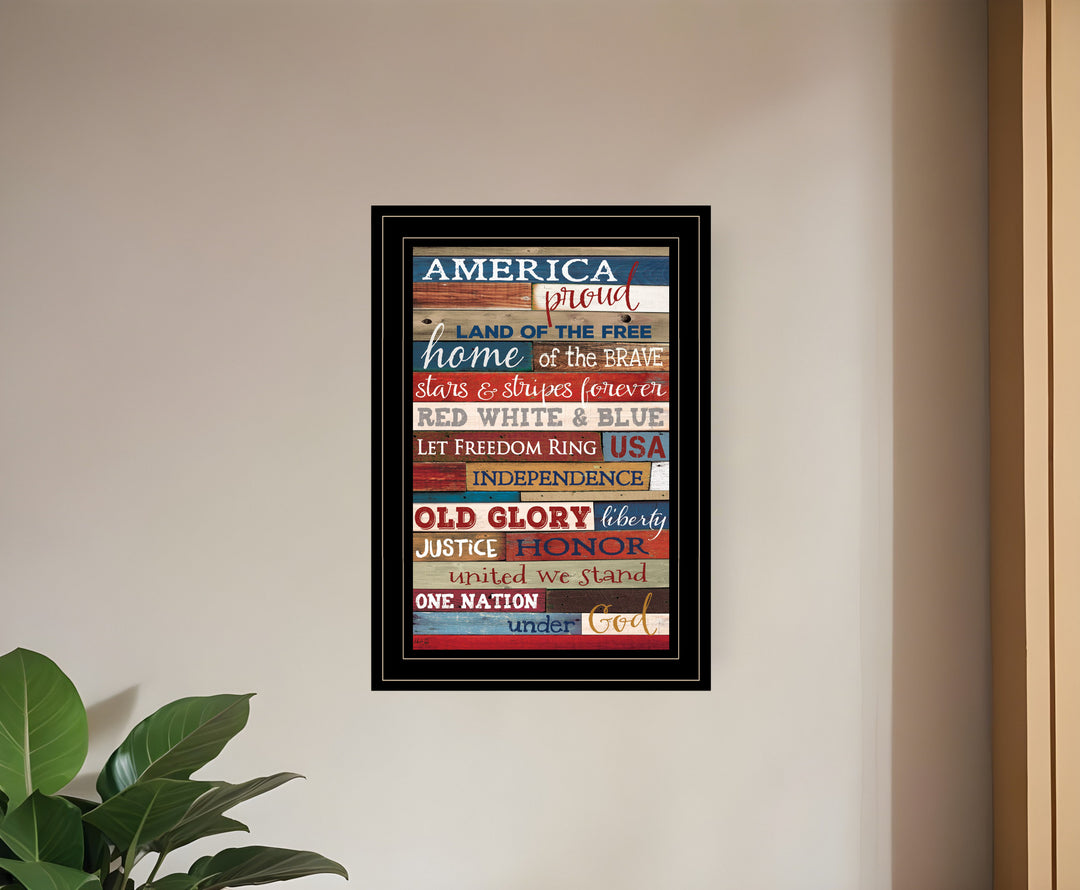 America Proud Black Framed Print Wall Art