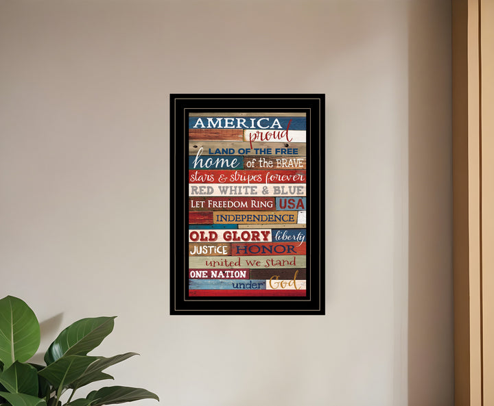 America Proud Black Framed Print Wall Art