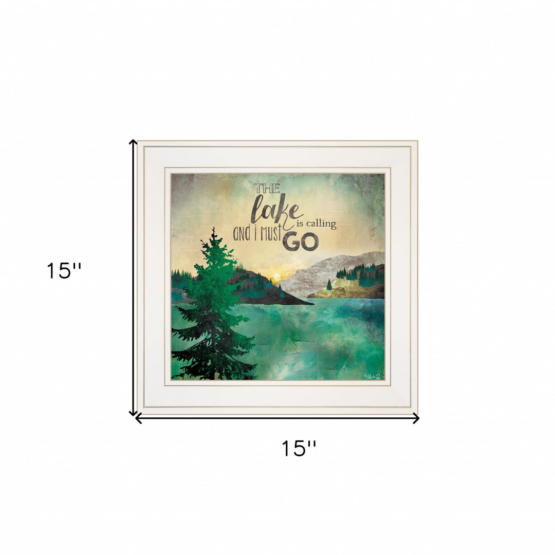 The Lake is Calling 1 White Framed Print Wall Art