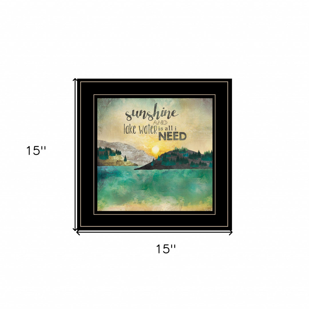 Sunshine And Lake Water 3 Black Framed Print Wall Art