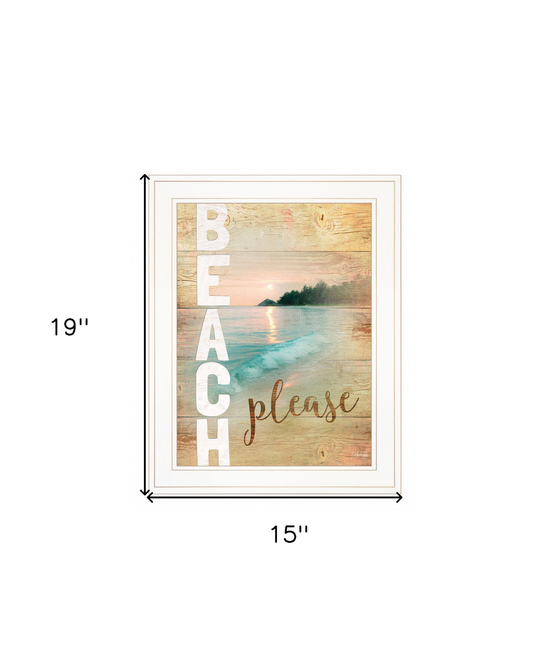 Beach Please 1 White Framed Print Wall Art