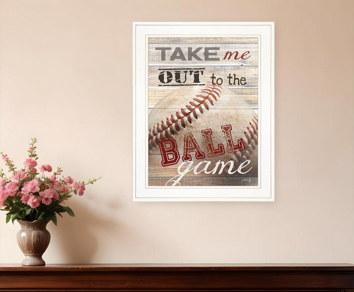 Take Me Out to the Ball Game 1 White Framed Print Wall Art