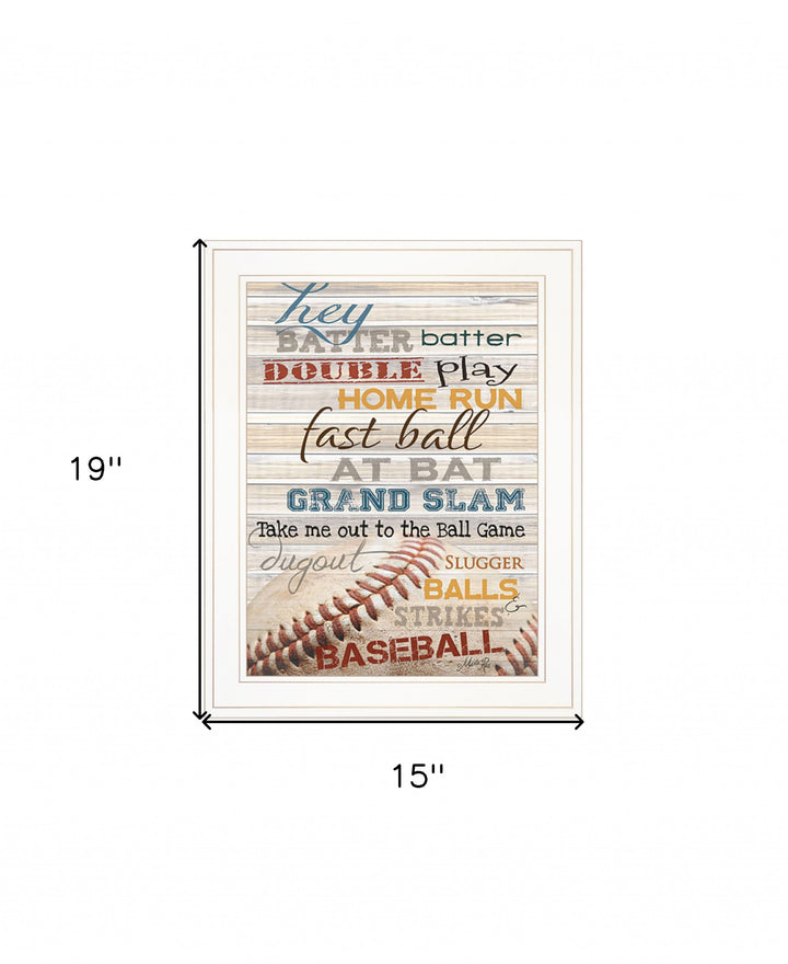 Hey Batter Batter 1 White Framed Print Wall Art