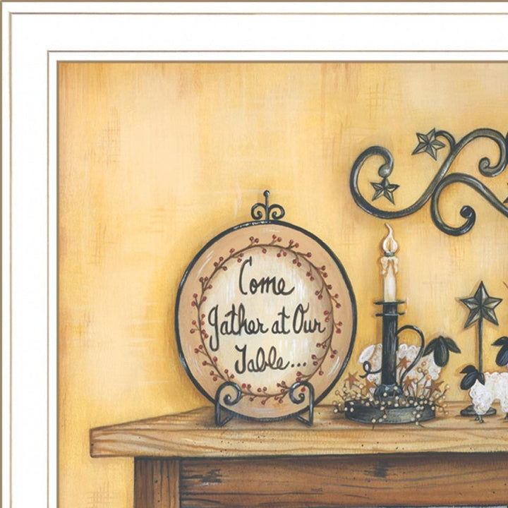 Come Gather at Our Table 3 White Framed Print Wall Art