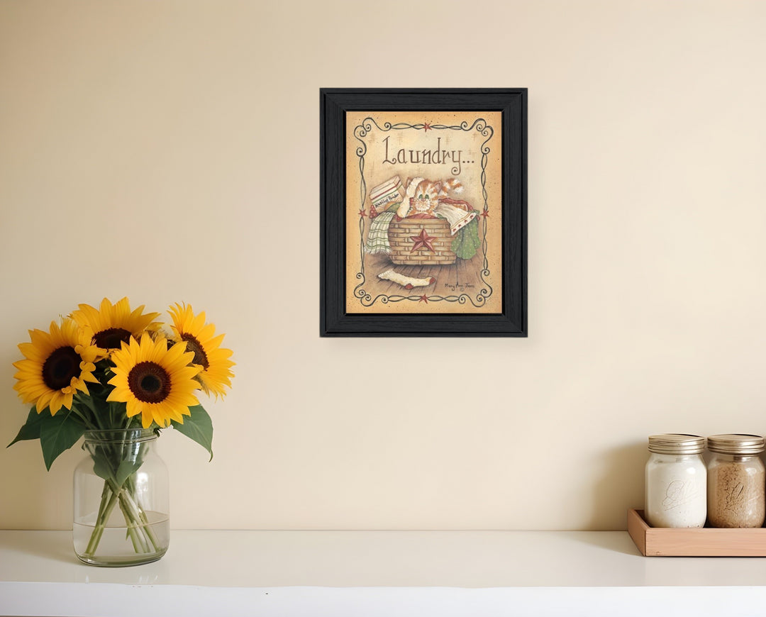 Laundry 1 Black Picture Frame Print Bathroom Wall Art