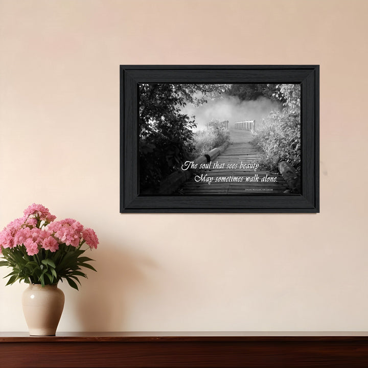 Beauty Grayscale 1 Black Framed Print Wall Art