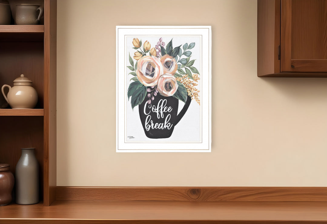 Coffee Break 1 White Framed Print Kitchen Wall Art