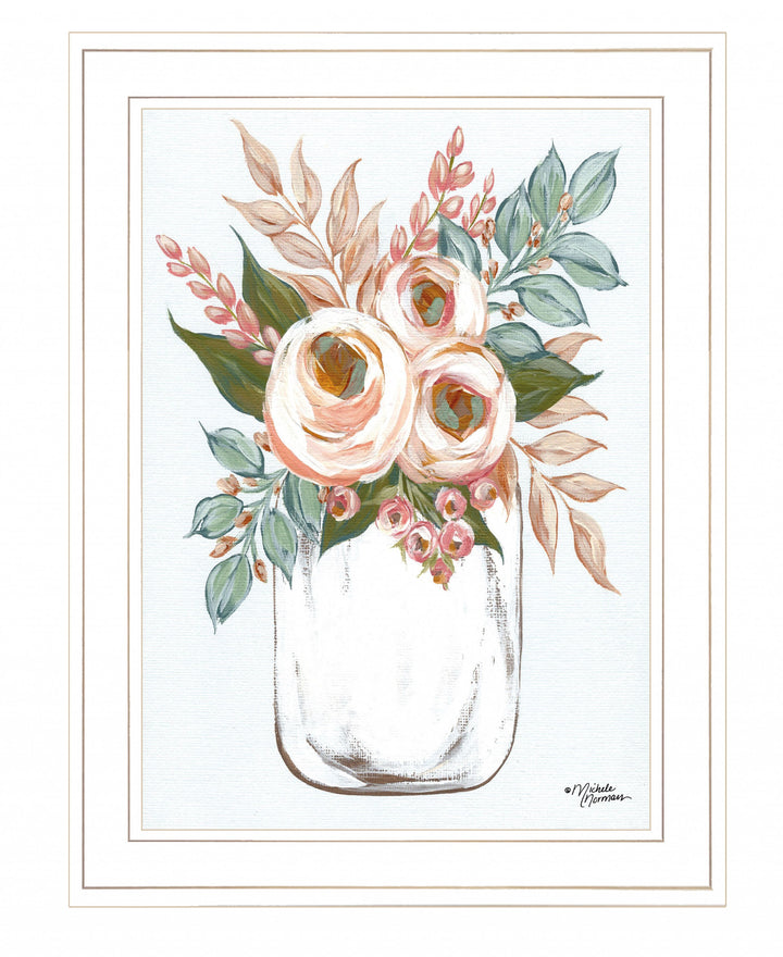 Floral Jar 1 White Framed Print Wall Art