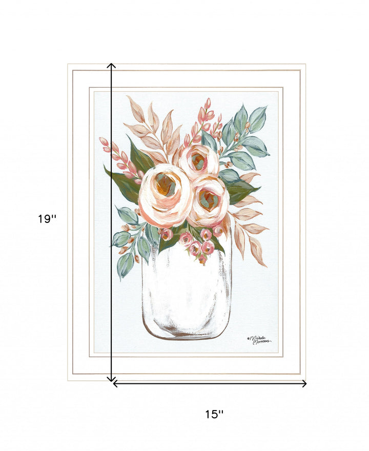 Floral Jar 1 White Framed Print Wall Art