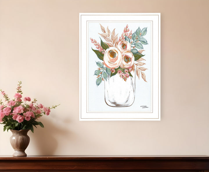 Floral Jar 1 White Framed Print Wall Art