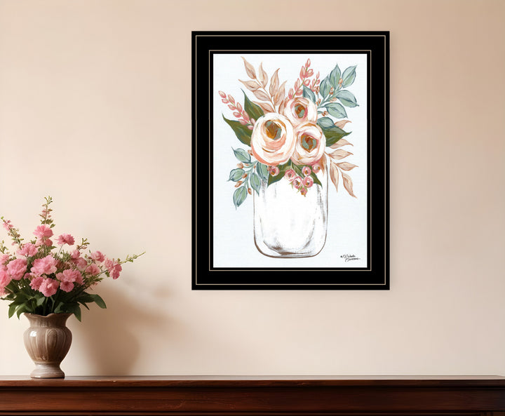 Floral Jar 2 Black Framed Print Wall Art